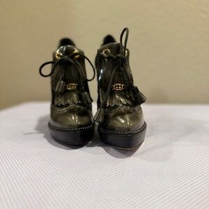 Gucci Boots Heel Leather black EU size 36 / US 6 made in Italy